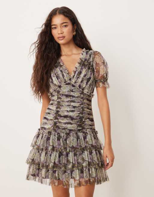 ワンピース Donna gather mini dress AM1459 ANDMARY】Donna gather mini dress