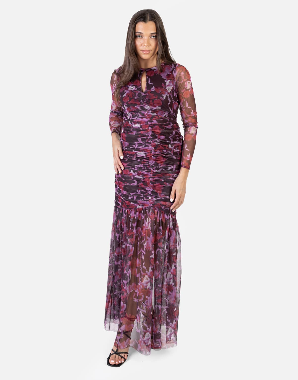 Anaya Floral ruched maxi dress in pink