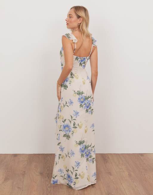 Anaya Floral strappy v neck maxi dress in multi, 3 of 4