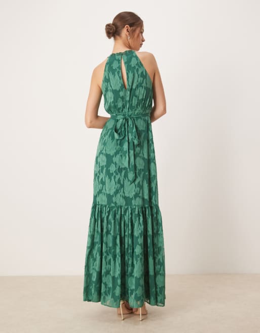 Anaya Frill halter neck maxi dress in alpine green, 2 of 4