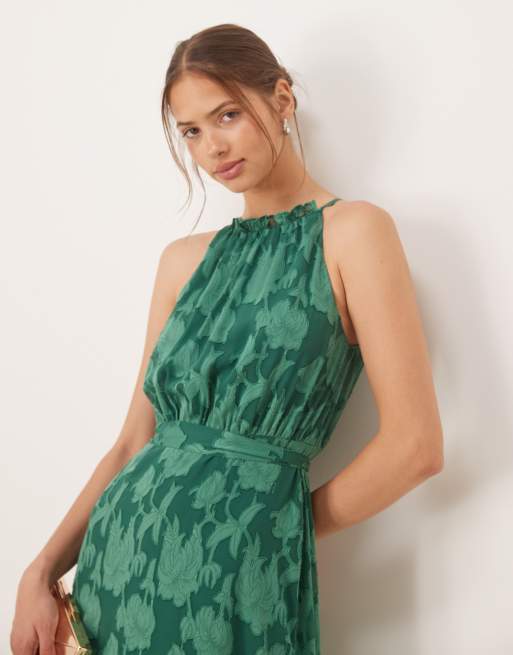 Anaya Frill halter neck maxi dress in alpine green, 4 of 4