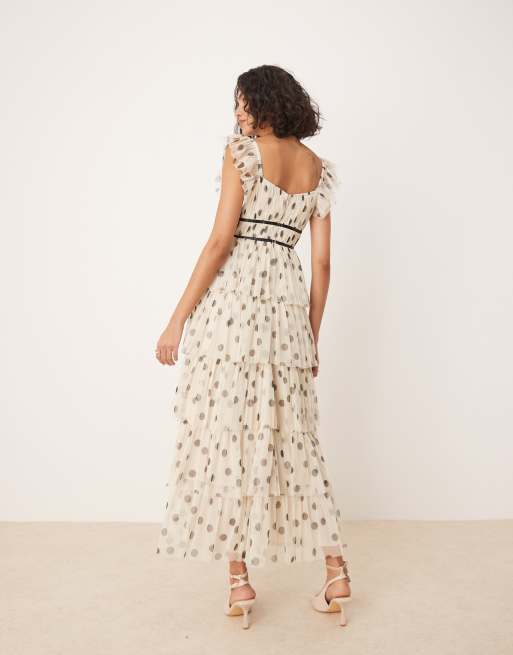 Anaya – Gepunktetes mehrfarbiges Midaxi-Kleid mit Stufendesign, 3 von 4