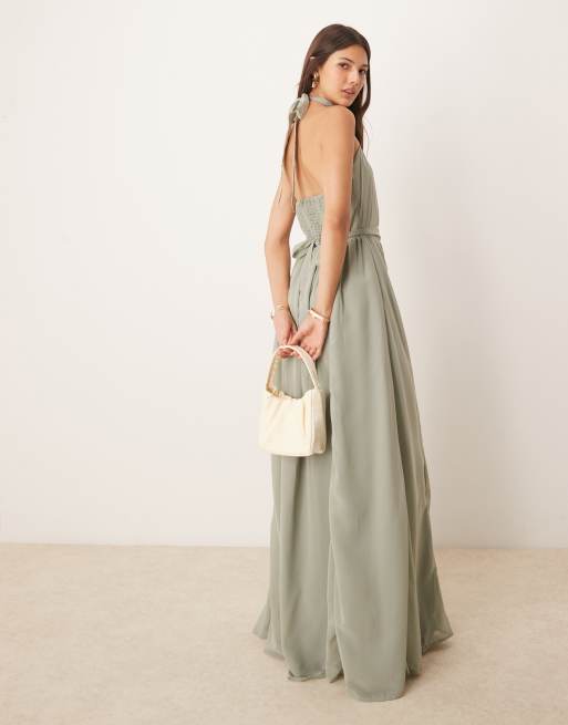 Anaya Halter neck maxi dress in frosty green