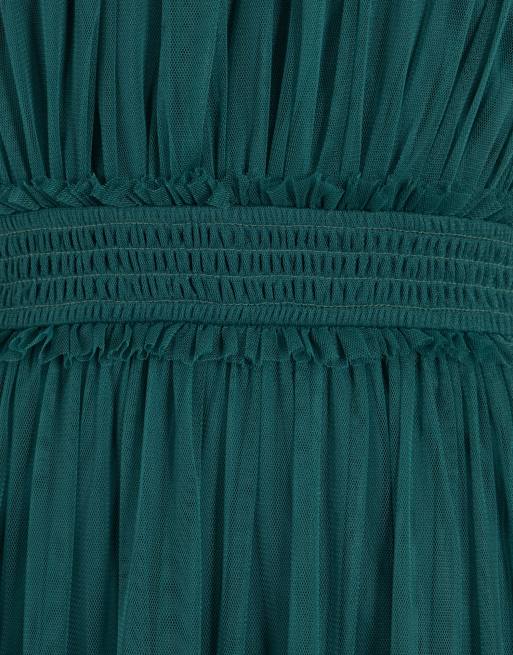 Anaya Halter neck tiered maxi dress in teal, 5 of 7
