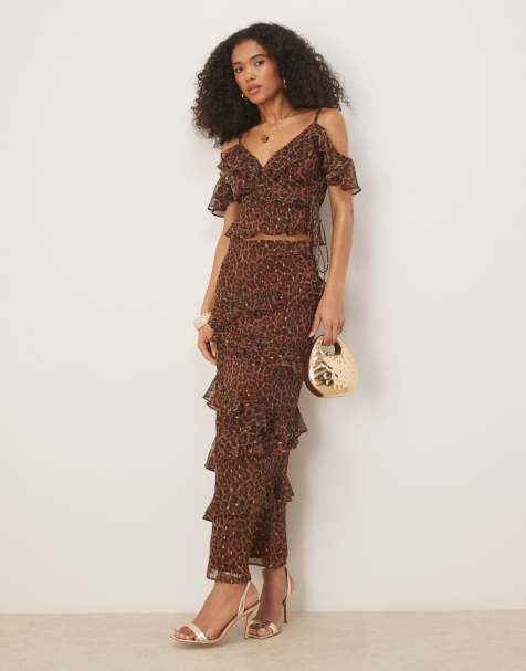 Anaya leopard print maxi skirt in brown - BROWN - view 1