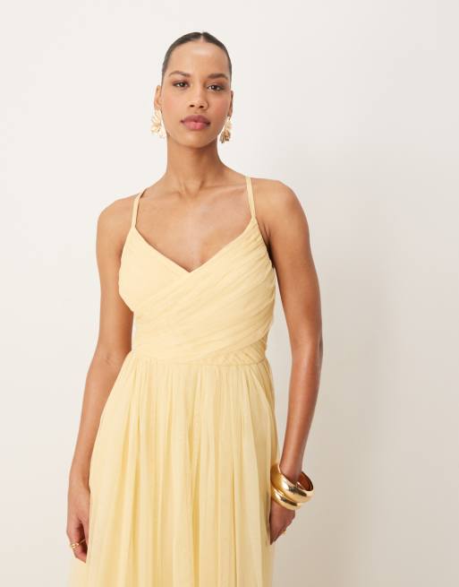 Anaya - Maxi cami jurk in lichtgeel, 2 van 4