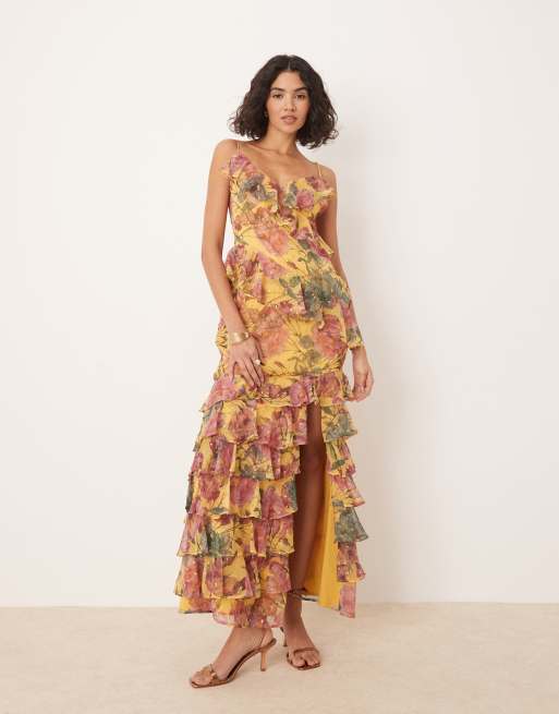 Anaya - Maxi jurk met bandjes en bloemenprint in multi