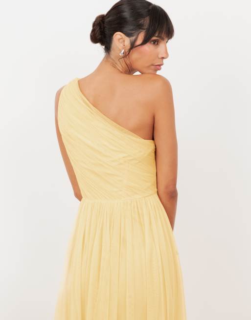 Anaya One shoulder maxi dress in butter yellow, 2 of 3
