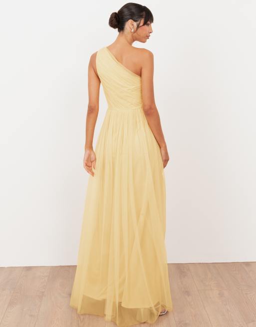 Anaya One shoulder maxi dress in butter yellow, 3 of 3