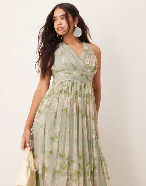 Anaya Open back bridesmaid maxi dress in sage green, 2 of 4
