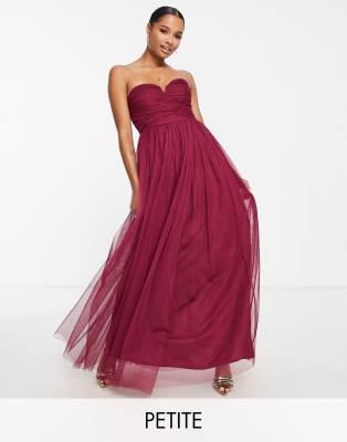 Anaya Petite - Bridesmaid - Maxi-Brautjungfernkleid in Pflaumenrot mit Herzausschnitt