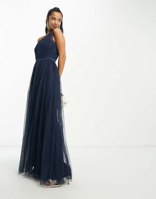 Asos design premium tulle one shoulder maxi dress sale