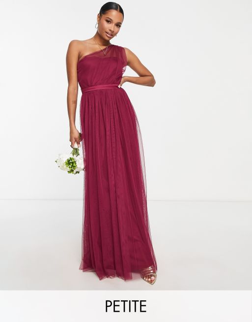 One shoulder tulle bridesmaid dress sale