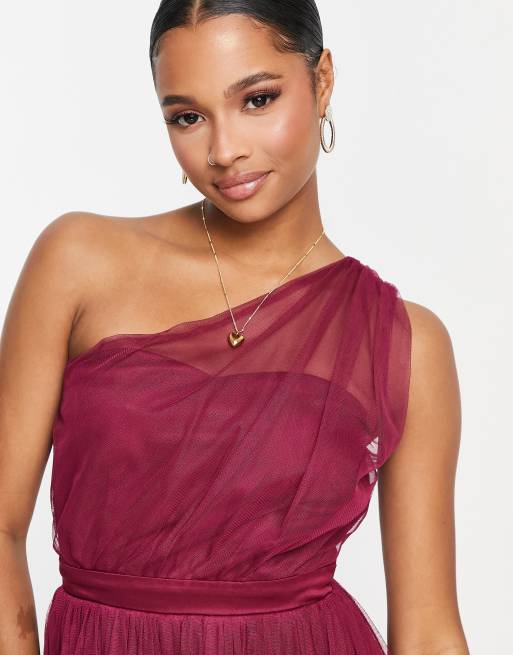 Asos tulle one shoulder cheap maxi dress