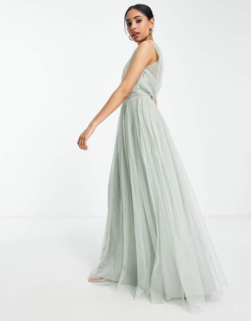 Asos tulle one shoulder cheap maxi dress