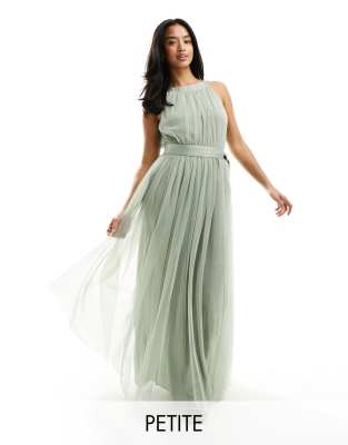 Anaya Petite Bridesmaids Halter Neck Maxi Dress In Sage-green