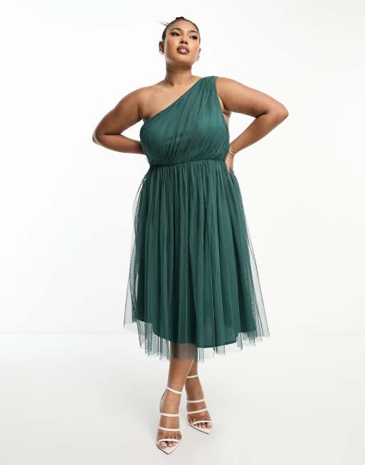 Emerald green hotsell tulle midi dress