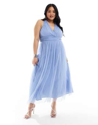 Anaya with Love Dames Midaxi Jurk Hoge Taille Sleutelgat Korte Flutter Mouw Crew Halslijn voor Bruiloft Gast Bruidsmeisjes Prom, Frosty Groen, 52