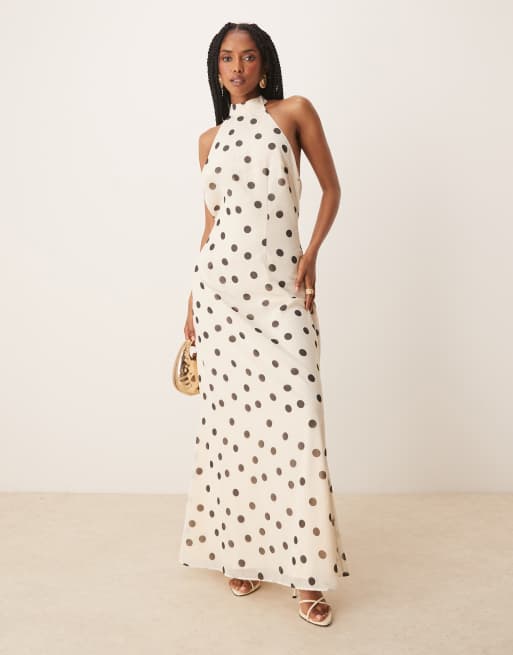 Anaya Polka dot halter neck maxi dress in multi ASOS - Main Image