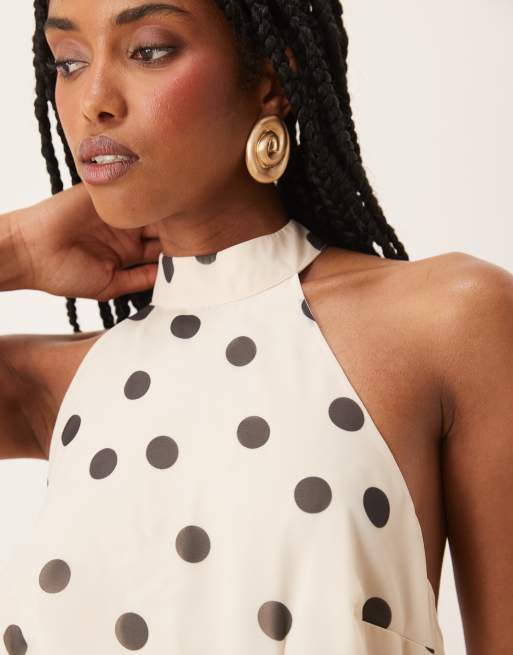 Anaya Polka dot halter neck maxi dress in multi , 3 of 4