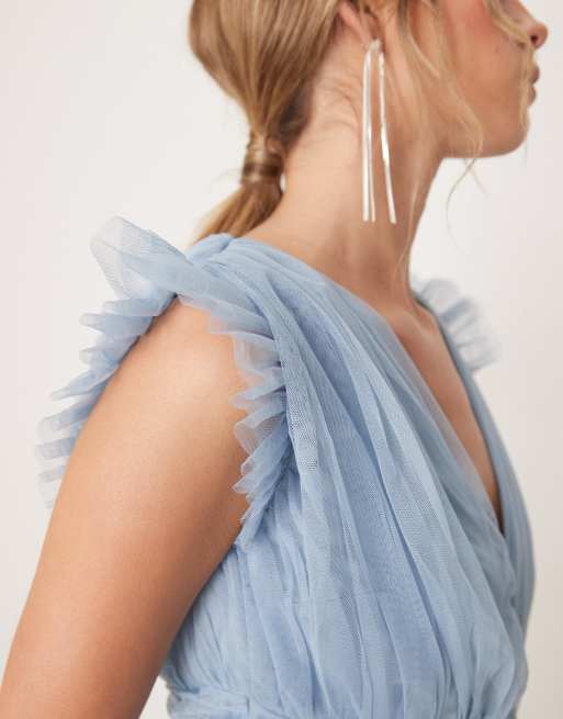 Anaya - Robe longue avec décolleté plongeant en V - Bleu clair, 2 de 4