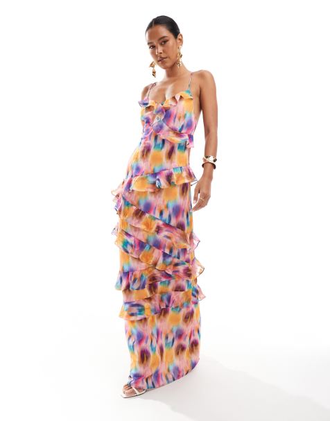 Anaya ruffle cami maxi dress in watercolour print - view 1