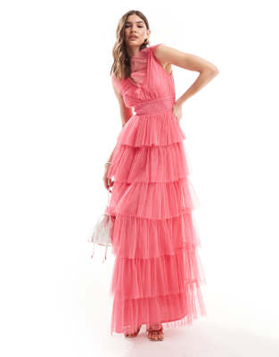 Anaya Anaya ruffle tiered maxi dress in hot pink