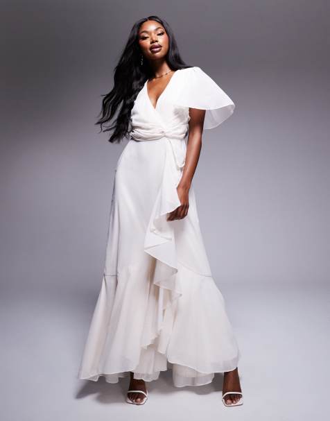 Anaya Ruffle Wrap Maxi Dress in ivory - view 1