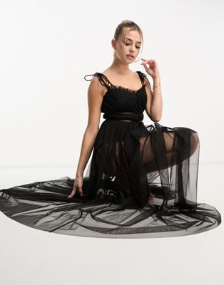 Anaya sheer maxi dress with bodysuit underlayer in black  - ASOS Price Checker