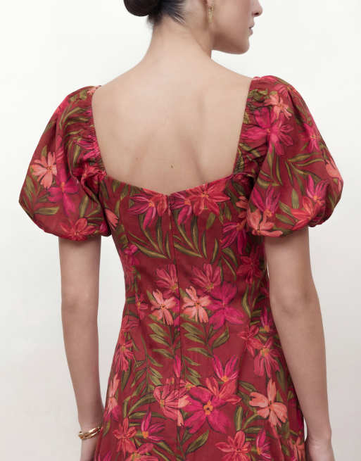 Anaya Short sleeve ruched midaxi dress in multi, 4 of 4