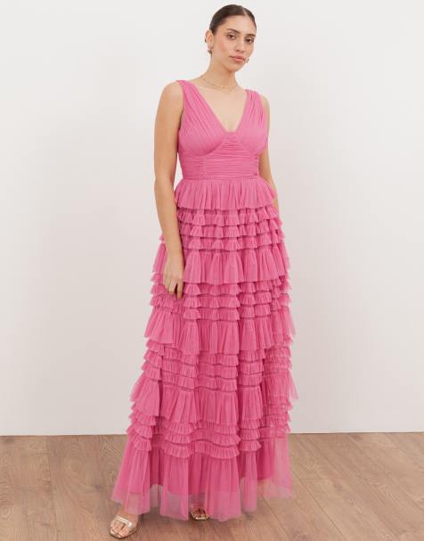 Anaya Sleeveless tiered maxi dress in honeysuckle pink