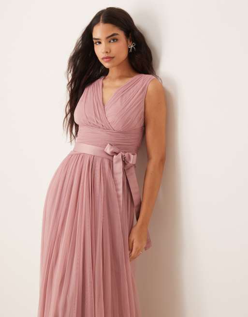 Anaya Sleeveless v neck bridesmaid maxi dress in blush pink