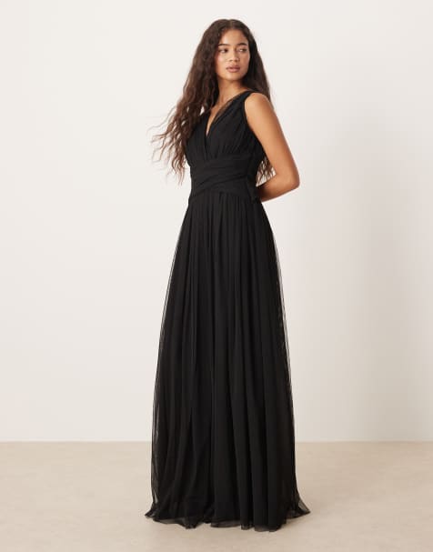 Anaya Sleeveless v neck maxi dress in black - view 1