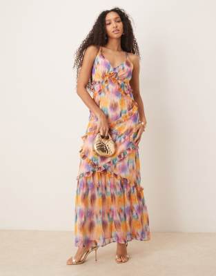 asos Anaya Strappy cross back frill maxi dress in multi