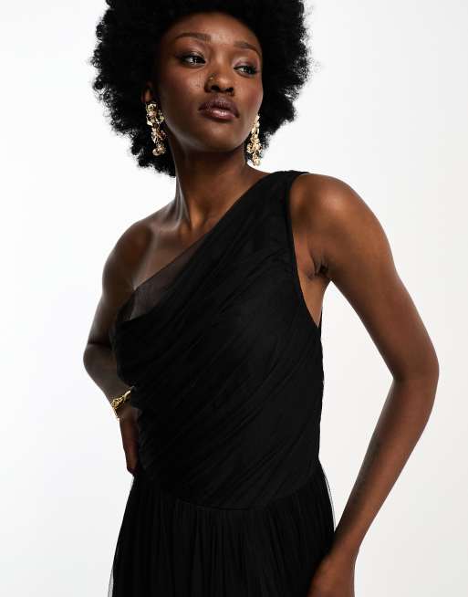 Anaya Tall - L'invitée - Robe asymétrique longue en tulle - Noir, 3 de 4
