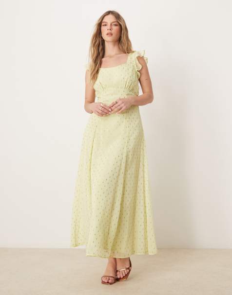 Anaya Tie-back flutter sleeve midi dress in spring green - view 1