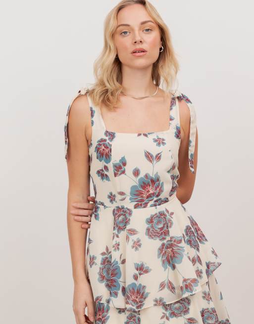 Anaya Tie shoulder tiered maxi dress in multi, 2 of 4