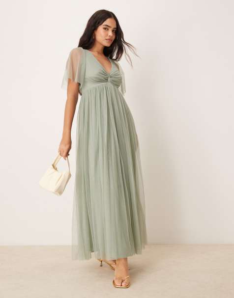 Anaya Twist detail bridesmaid maxi dress in frosty green - view 1