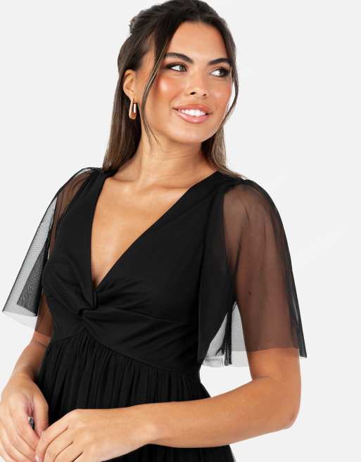 Anaya Twist detail maxi dress in black, 3 of 4