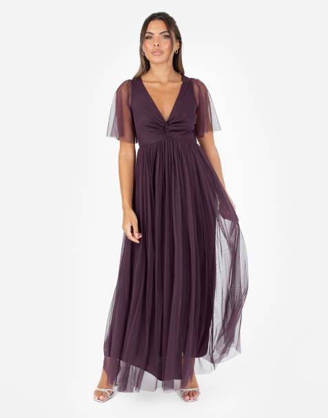 Anaya Twist detail maxi dress in fig