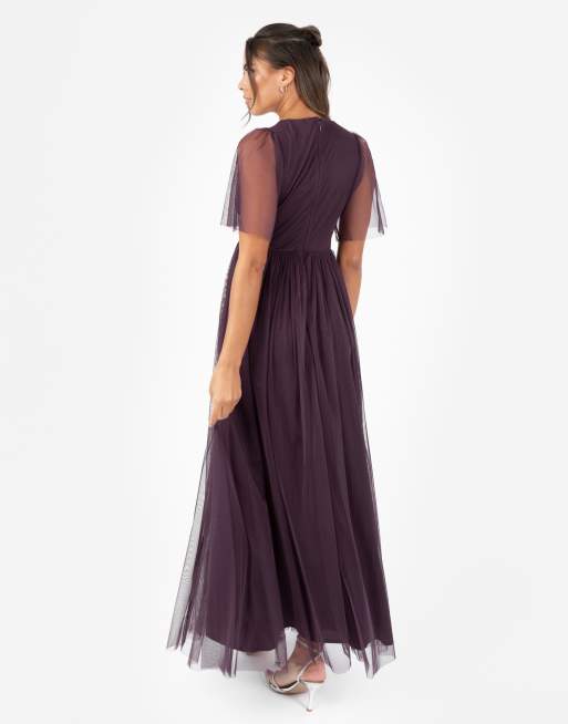 Anaya Twist detail maxi dress in fig, 2 of 4