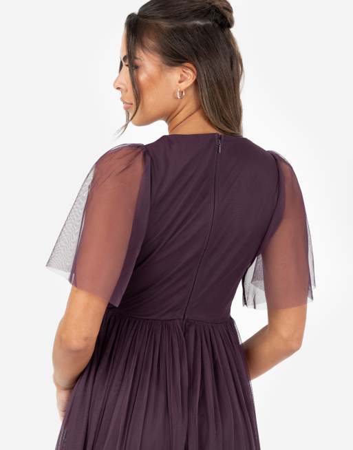 Anaya Twist detail maxi dress in fig, 4 of 4
