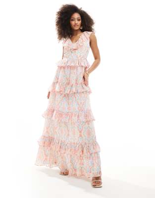 Anaya Anaya v neck maxi dress in paisley print-Multi