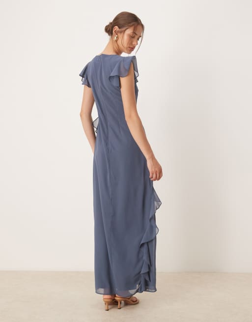 Anaya Waterfall ruffle maxi dress in vintage indigo, 2 of 4