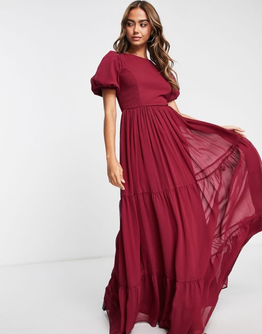 Plum red hotsell bridesmaid dresses