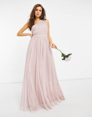 Anaya With Love - Bridesmaid - Maxikleid aus Tüll mit One-Shoulder-Träger in Rosa