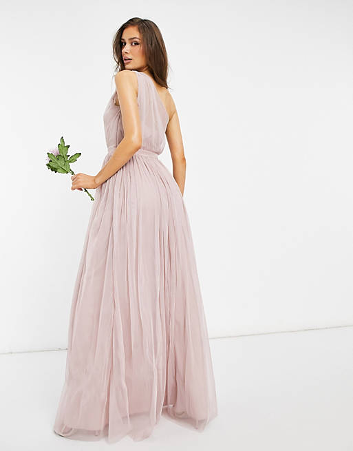 Dresses Anaya With Love Bridesmaid tulle one shoulder maxi dress in pink 