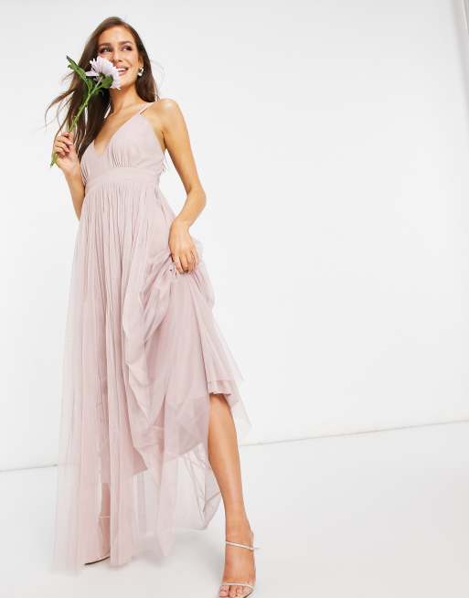 Anaya Bridesmaid babydoll midaxi dress in candy pink