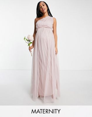 Femme Anaya With Love - Demoiselle d'honneur - Robe longue de maternité asymétrique en tulle - Rose