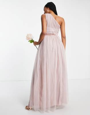 asos premium tulle one shoulder maxi dress